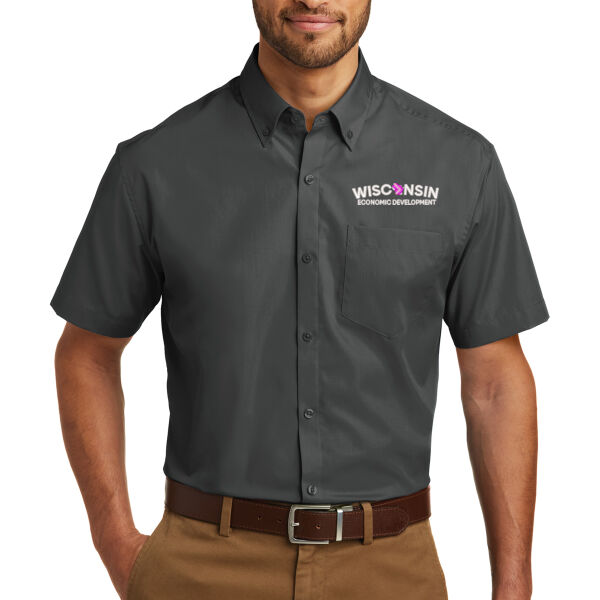 Port Authority® Short Sleeve Carefree Poplin Shirt - Embroidered Logo Thumbnail