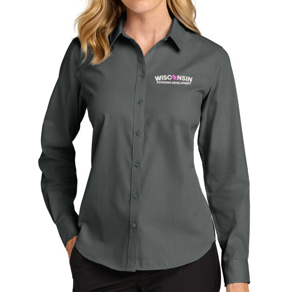 Port Authority Women's Long Sleeve Nailhead Easy Care Shirt - Embroidered Logo Thumbnail