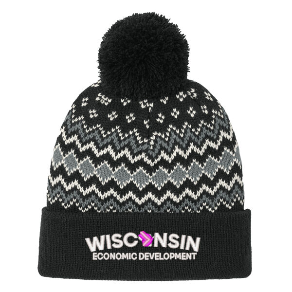 Port Authority® Alpine Pom Beanie - Embroidered Logo Thumbnail