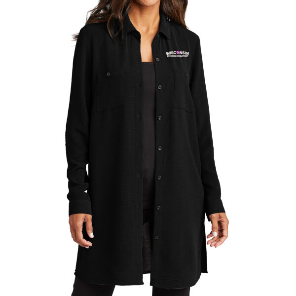 Port Authority® Women's Textured Crepe Long Tunic - Embroidered Logo Thumbnail
