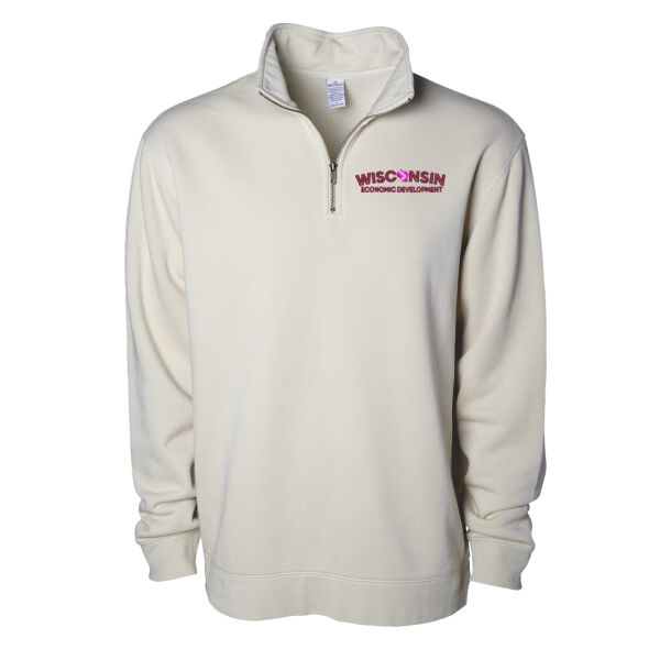 Unisex Pigment-Dyed Quarter-Zip Pullover - Embroidered Logo Thumbnail