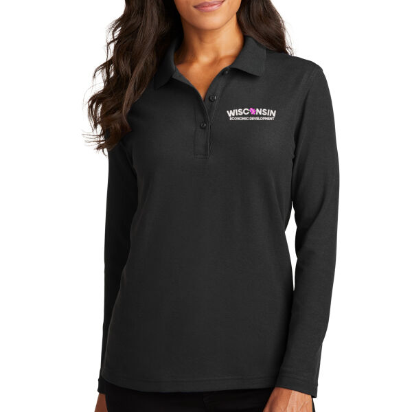 Port Authority® Women's Silk Touch™ Long Sleeve Polo - Embroidered Logo Thumbnail