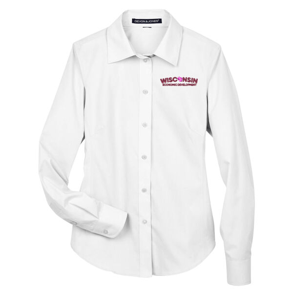 **CLOSEOUT ITEM** Women's Crown Collection® Broadcloth Woven Dress Shirt - Embroidered Logo Thumbnail