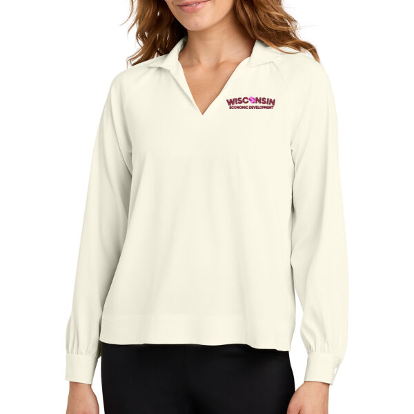 Mercer+Mettle Women's Long Sleeve Buttery Soft Popover Blouse - Embroidered Logo Thumbnail